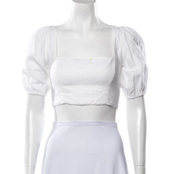 Reformation Linen Square Neckline Crop Top - Picture 3 of 3